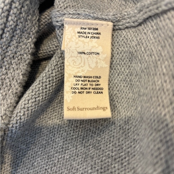 Soft Surroundings Button Neck Hooded Sweater Heather Grey Size M EUC - Picture 6 of 6